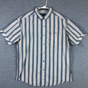 Kuhl Shirt Adult Large White Blue Striped Western Cowboy Button Pocket Mens 2073
